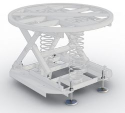 Jeu de 4 pieds ajustables de 30 à 120 mm, pour mettre la table à niveau sur un sol inégal et faciliter son déplacement par un chariot élévateur.
